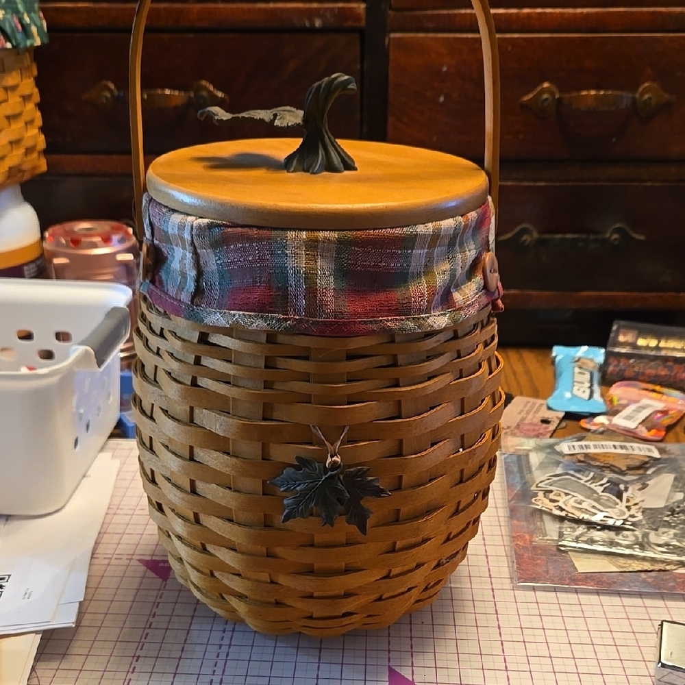 Longaberger Century Celebration October Fields Basket Protector Liner Lid Tie on